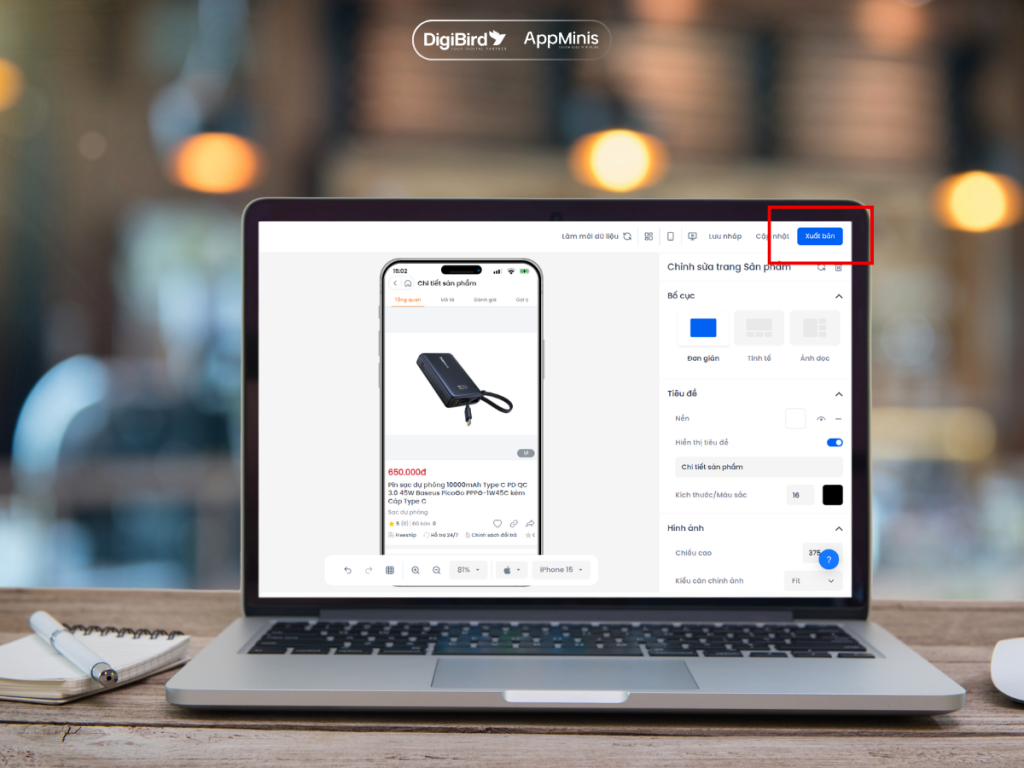 Thiết kế giao diện app trực tiếp trên AppMinis